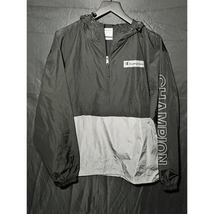 Mens Champion Windbreaker Black / Gray Jacket size Medium NWOT